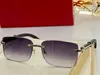 sunglasses 2023 Wood Sunglasses for Women Designer Glasses Man Carti C Decor Rimless Buffalo Horn Black Metal Frame Mens Woman Purple Brown Black Lens 3DED