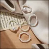 Band Rings Cute White Beaded Imitation Pearl Adjustable Rope Chain Ring F Dhjkz