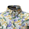 Chemises décontractées pour hommes Feuille imprimée Hommes Robe Camisa Hombre 2022 Chemise d'été à manches courtes Hawaiian Slim Fit Floral ShirtMen'sMen'sMen's