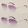 Piccadilly Irrégulet Frameless Diamond Cut Cut Lens Sunglasses Femmes ou homme Unisexe Rimless Scarués à l'extérieur Glasse