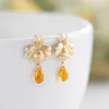 Dangle & Chandelier Fashion Honey Bee Earrings Drop For Women Yellow Big Crystal Clear Glass Wedding Party Jewelry GiftDangle DangleDangle