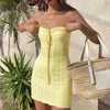 womens Street Style Dresses knits tee Strapless Knitted Crop Top tanks Hollow Out Summer Sleeveless Backless Sexy Tank Tops Vintage Fashion beach wear out-fit summer