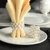 150pcs / lot akryl vit pärlor servett ringar bröllop servetter spänne för bröllop mottagning party bord dekorationer leveranser 4681