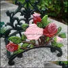Watering Equipments Garden Supplies Patio Lawn Home Ll Cast Iron Hose Holder Rose Flower Decorative Reel Hange Otnui