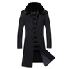 Men's Wool & Blends 2022 Extra Long Fur Collar Winter Coat Men Thick Detachable Liner