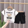 fashion casual boys set 2022 summer Children's clothes new boy baby Cartoon bear short-sleeved t-shirt+shorts 2 pcs suit