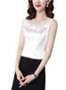 Women's Blouses & Shirts Sleeveless Satin Silk Office Lady Blouse Women Summer V Neck Basic White Fashion Chiffon Shirt Lace Splicing Clothi