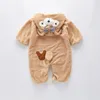 Vêtements de petite fille 2 couleurs mignonnes en peluche ours roberie confortable Keep wear hooded zipper garçons robeper 1-4 ans vêtements pour enfants 220525