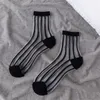 Frill trim Andningsbara glas Silk Kristall Socks Transparenta Ankle Sheer Mesh Socks Gratis Shpping Styles