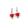 Dangle & Chandelier Women's Hearts Earring Sterling Silver Rose Gold Plated Red Enamel Craft Romantic Style For Gifts Mother Girlfriend