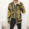 Mens Casual Shirts Fashion Male Shirt Harajuku 3d Floral Leopard Print Splice Fancy Men Autumn Club Party Wedding Prom Dress ShirtMens