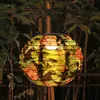 20cm Waterproof Solar LED Chinese Lantern Light Outdoor Garden Wedding Holiday Party Printed Decorative Round Hanging Lamp 220611
