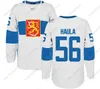 Sj98 2016 World Cup of Hockey Finland Team Shirt Komarov Granlund Haula Ristolainen Filppula Vatanen Rask Jokinen Heren Dames Jeugd Custom Hoceky