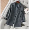 Women's Suits & Blazers Fashion Grey Suit Jacket Women's Clothing Spring Autumn British Style Loose Coats Tops Fp159Women's