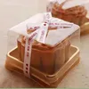 Ny produkt 2 färger Box 50Sets Mini Size Clear Plastic Cake Box Muffin Container Food Gift Packaging Wedding Supplies grossist