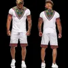 Zomer 2 -delige set 3D -print Afrikaans t -shirt voor mannen shorts past vintage kleding hiphop t -shirt conjunto masculino 220708