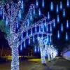 Saiten 2set 30/50cm 8 Röhren Wasserdichte Meteorschauer Regen LED Lichterketten Straße Girlande Outdoor Weihnachten dekoration Für Home TreeLED