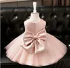 Robes de fille de haute qualité personnalisé bébé filles fête d'anniversaire avec gros arc perles tulle petite princesse vêtements taille 2-10ygirl's