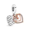 2022 New Walentynki Kolekcja Urok 925 Sterling Silver Heart Padlock Double Dangle Wisiorek Koniczyna Horseshoe Ladybird Trójdruki Charms 781062C01 790099C01