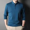 Mulberry Silk Fabric Men's Solid Color Longe Slave Polo Camisa 2022 Primavera Novo Business Fashion Casual Tops masculino Marca T220808