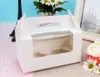 Presentförpackning 2hål Cupcake Packing Box Clear Window Kraft Paper Muffin Wrapping With Handle Cake Chocolate Packaging Baking ToolsPift