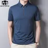 Classic Solid Color Polo Shirt Men Silk Bomull Sommar Kortärmad Tee Shirts Homme Slim Fit Casual Zipper Camisa Polo T1014 220408