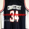 NCAAメンズ34 Ray Allen College Basketball Unconn Connecticut Huskies Jersey Navy Blue Color TeamすべてのステッチS-XXL Jerseys