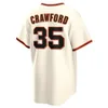 Baseballtröjor Brandon Crawford 35 Buster Posey 28 Jesrey Cream Svart Orange Färgknapp Upp Män Storlek S-XXXL Stitched Mix och matcha alla tröjor tomt Nej