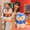 漫画のかわいい蝶ネクタイペンギンベイビードールぬいぐるみおもちゃ大きなペンギン人形枕ギフト