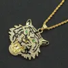 Men Women Hip Hop Tiger Pendant Necklace with Chain HipHop Iced Out Bling Necklaces Fashion Charm Jewelry gifts 3 Colors