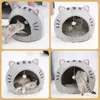 Cute Cat Łóżko Ciepłe Pet House Kotek Jaskinia Poduszka Comfort Dog Basket Namiot Puppy Nest Małe Maty Dostawy Dla S 220323