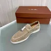 Designer-Suede Leather Mens Loro Walk Shoes Luxury Sneakers Nubuck Lock Designer Flats Slip-on Dress Shoe Large 220714