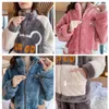 Pluche 5xl winter warm flanel dikke koraal fleece kawail cartoon hoge kraag pamas grote buste sweatshirt pak pocket lounge set 220329