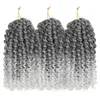 Passion Twist Crochet Hair 3 Bundles Marlybob kinky lockigt hår för svarta kvinnor flätor vattenvåg flätan förlängningar 90 g/st 8 tum kort