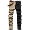 Patchwork Jeans Slim Fit Hip Hop Colorblock Stretch Men's Denim Pants Cotton Jean Casual Trousers Big Size 28-38 2066