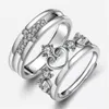 Copper Plated Platinum Cross Hollow Heart-Shape Justerbara parringar Lover M￤n Kvinnor Engagemang Br￶llopsfinger smycken Valentins dag presenttillbeh￶r