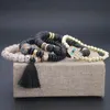 Charm Bracelets Étnico Multi Layer Bracelet Vintage Resin Beads Palm Tassel Set Boho Fashion Joias Presentes FemininosCharme