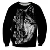 Moletom com capuz masculino outono/inverno novo 3d animal lobo impressão com capuz europeu e americano suéter solto masculino