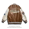 Men039S Jackets Men Baseball Faux Pu Leather Jacket Vintage Letterman Embroid Overize Bomber Unisex Varsity Women Outfit Hip H8526554