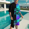 Летняя европейская и американская негабаритная мужская тенденция повседневная текстура пляжного стиля 3D цифровые печати футболки 220621