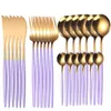 24pcs Gold Dableware Set Set Undernably Steel Jinneware Worne Fork Fork Spoon Praise Safe Cutlery Set Gift9397242
