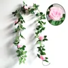 Couronnes de fleurs décoratives 200CM Rose vigne vignes artificielles rotin arc de mariage bricolage décoration printemps guirlande fausse plante maison jardin décor