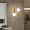 Modern light luxury high quality living room LED wall lamp bedroom bedside hotel stairwell decorative brass lamp