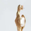 Lustre de candelabro de ouro geométrico de metal geométrico Brincos de gotas de pérolas para mulheres Trendy simples c liga de luxo para brincar de festas de luxo