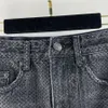 Kjolar designer kvinnor märke denim a-line mini kjolar sexiga klänningar med vintage heta borr kvinnlig high end anpassad 100% bomullsdesigner hetty kjol s-l size ku30