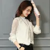 Chiffon Blouse Women Tops Long Sleeve Stand Neck Work Wear Shirts Elegant Lady Blouses Casual Solid Color Blusas 220812