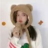 Basker koreansk version av hattbjörnen öronlock vinter tjock plysch kallt skydd varm kashmir scarfberets