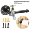 Industrial Iron Toilet Pipe Roll Paper Tissue Roll Holder Faucet Style Rustic Wall Mounted Paper Holder Bathroom Rack Holder T200425