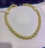 Ketten Sterling Silber Gold Perlenkette für Frauen 9-12 mm in der Nähe der runden natürlichen Meerwasser-Mode-Hochzeit Schmuckgeschenke Geschenke