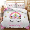 Kawaii Unicorn Bedding Kids Girls Pink Luxury Duvet Cover Set King Queen Twin Comforter Full Size